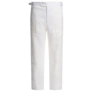 BODE Embellished Linen Trousers Men WHITE Pants